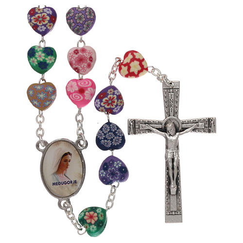 Medjugorje rosary in fimo with hearts 1