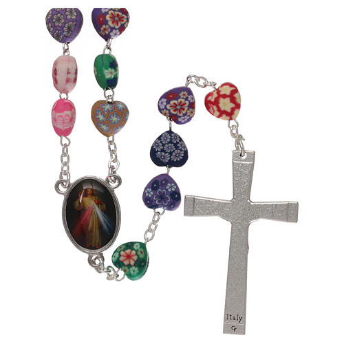 Medjugorje rosary in fimo with hearts 2