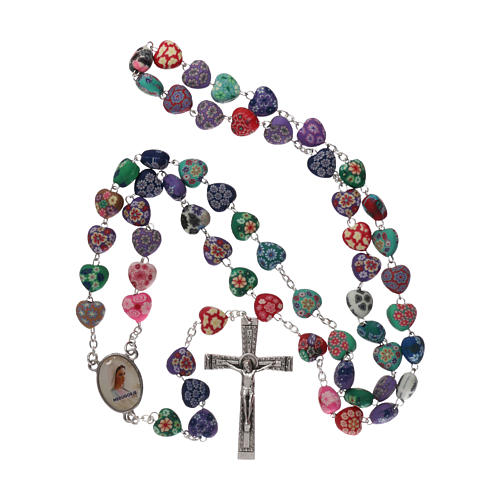 Medjugorje rosary in fimo with hearts 4