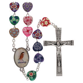 Medjugorje rosary in fimo with hearts