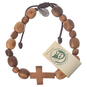 Armband Medjugorje mit Kreuz und Olivenholz Perlen