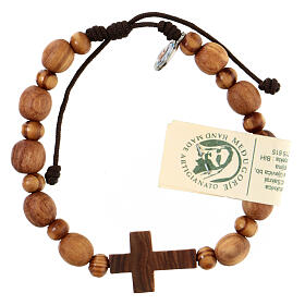 Armband Medjugorje Olivenholz mit Kreuz 2x1,5cm