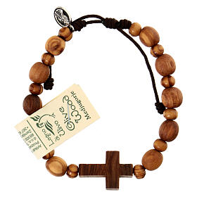 Armband Medjugorje Olivenholz mit Kreuz 2x1,5cm