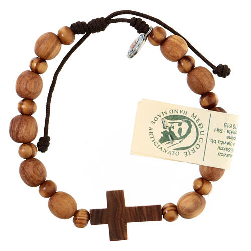 Bracelet en olivier de Medjugorje croix 2x1,5 cm 1