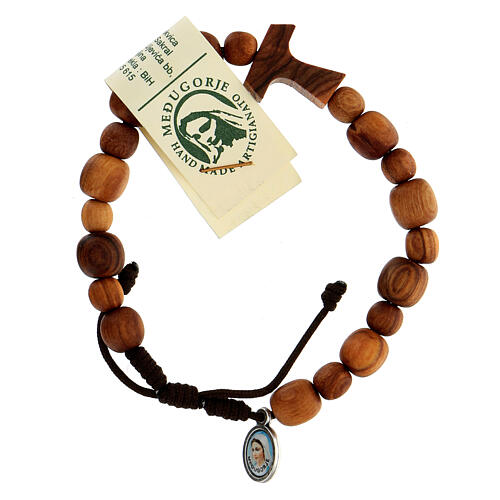 Medjugorje bracelet in olive wood with Tau cross 1