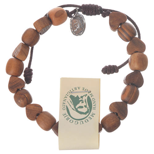 Medjugorje olive wood bracelet with heart grains 1