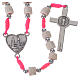 Medjugorje rosary in real white stone and pink cord s2