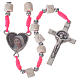 Medjugorje rosary in real white stone and pink cord s1