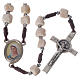 Medjugorje rosary in real white stone and brown cord s1