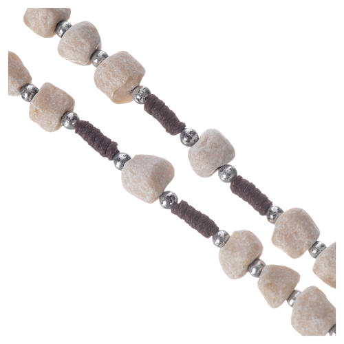 Medjugorje rosary in real white stone and brown cord 3