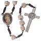 Medjugorje rosary in real white stone and brown cord s2