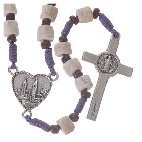 Rosaries and rosary holders: Medjugorje rosary in real white stone and purple cord