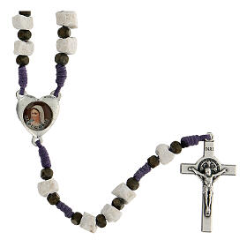 Medjugorje rosary in real white stone and purple cord