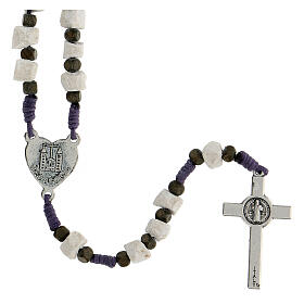 Medjugorje rosary in real white stone and purple cord