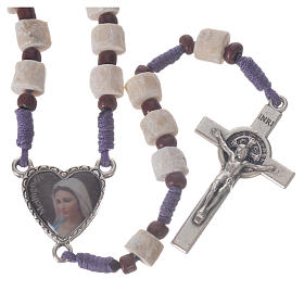 Terços e Porta Terços Nossa Senhora de Medjugorje: Terço Medjugorje pedra branca fio roxo