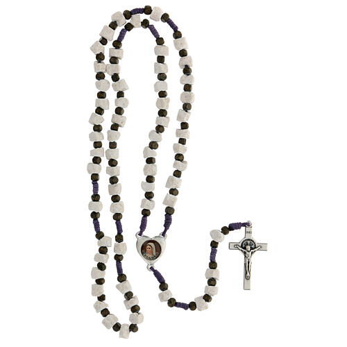 Medjugorje rosary in real white stone and purple cord 4