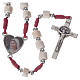 Medjugorje rosary with white stone and burgundy cord s1