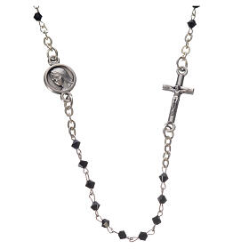 Halskette Medjugorje mit schwarzen Kristallen Edelstahl