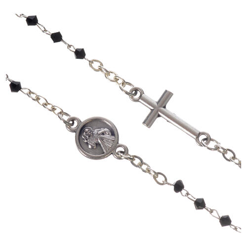Halskette Medjugorje mit schwarzen Kristallen Edelstahl 2