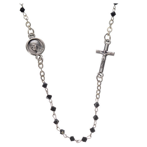 Medjugorje necklace in black crystal and steel 1
