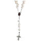 Rosenkranz aus Medjugorje mit Perlen in Form weißer Rosen, Kreuz mit Strasssteinen s1