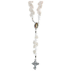 Medjugorje Rosary with white roses, cross and rhinestones
