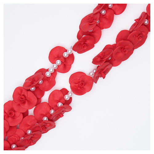 Wandrosenkranz aus Medjugorje mit Perlen in Form roter Rosen 3