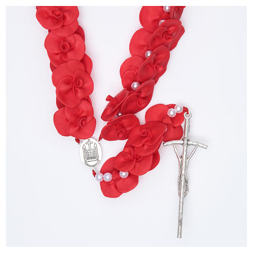 Headboard Medjugorje rosary with red roses 2