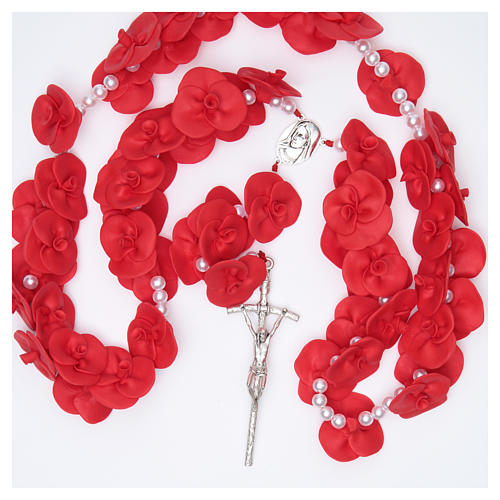 Headboard Medjugorje rosary with red roses 4