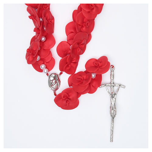 Medjugorje wall rosary with red roses 1