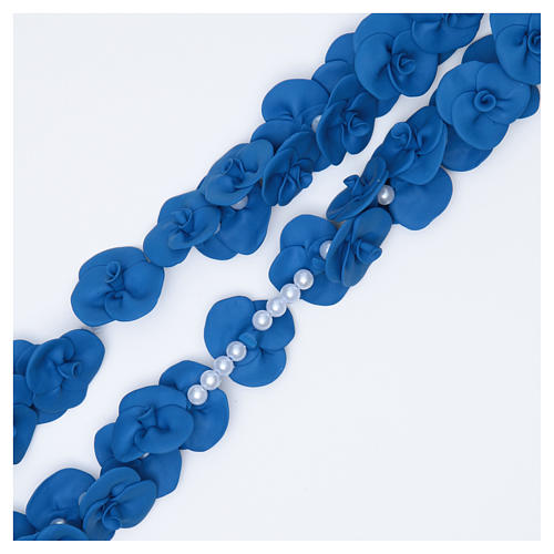 Wandrosenkranz aus Medjugorje mit Perlen in Form blauer Rosen 3