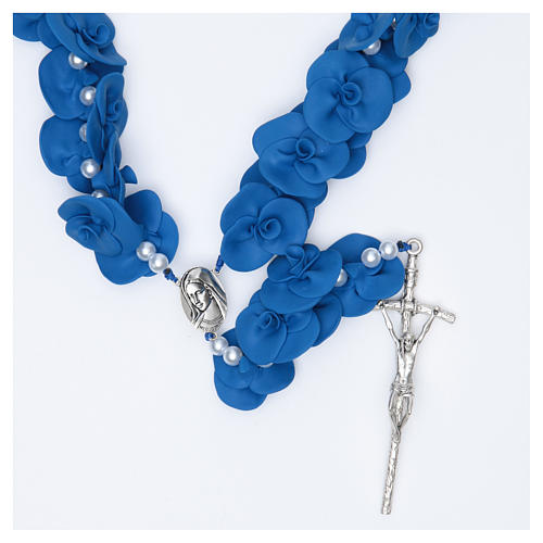 Headboard Medjugorje rosary with blue roses 1