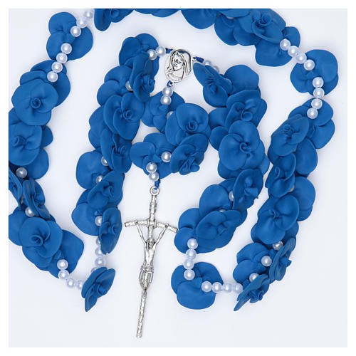 Headboard Medjugorje rosary with blue roses 4