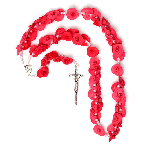 Headboard Medjugorje rosary with light pink roses 4
