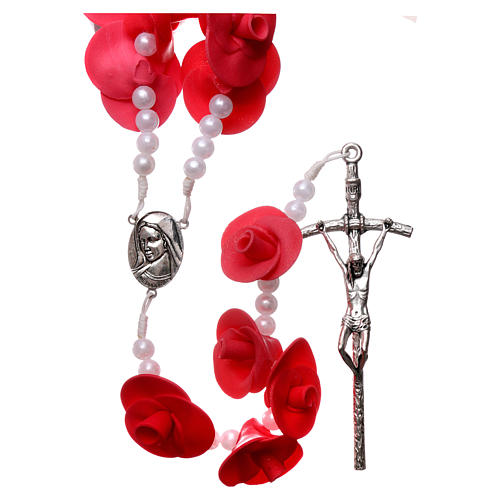 Medjugorje wall rosary with light pink roses 1