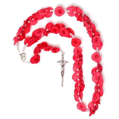 Medjugorje wall rosary with light pink roses 4