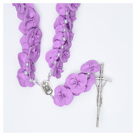 Headboard Medjugorje rosary with lilac roses