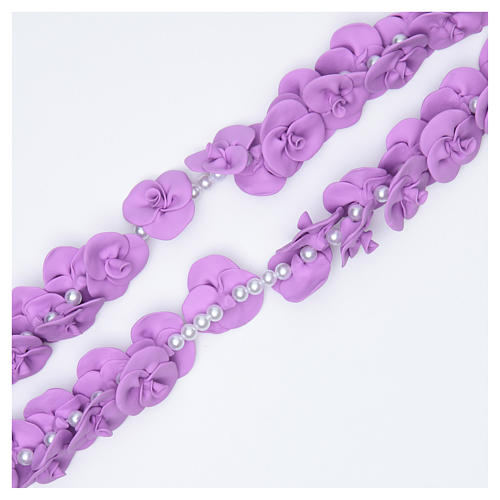 Headboard Medjugorje rosary with lilac roses 3