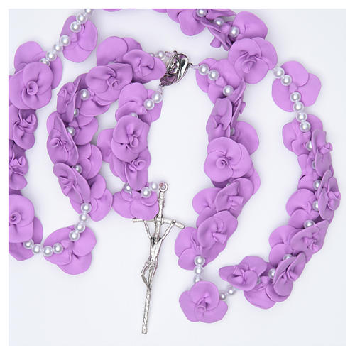Headboard Medjugorje rosary with lilac roses 4