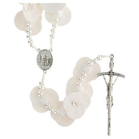 Headboard Medjugorje rosary with white roses