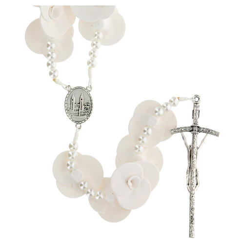 Headboard Medjugorje rosary with white roses 2