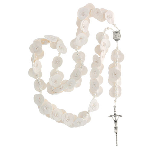 Headboard Medjugorje rosary with white roses 4