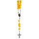 Medjugorje rosary beads with yellow roses with cross in rhinestones s1