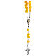 Medjugorje rosary beads with yellow roses with cross in rhinestones s2