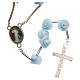 Medjugorje rosary beads with pale blue roses with cross in rhinestones s2