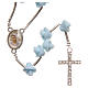 Medjugorje rosary beads with pale blue roses with cross in rhinestones s1
