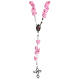 Medjugorje rosary beads with pale pink roses with cross in rhinestones s1
