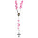 Medjugorje rosary beads with pale pink roses with cross in rhinestones s2