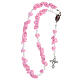 Medjugorje rosary beads with pale pink roses with cross in rhinestones s4