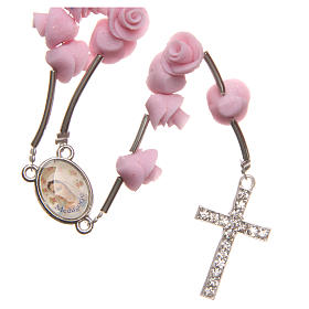 Chapelets et boîte chapelets: Chapelet Medjugorje roses rose clair croix strass